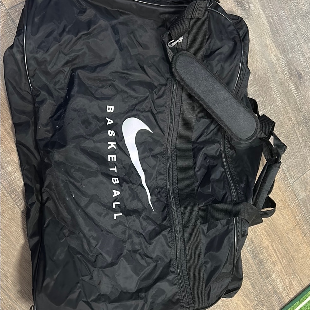 Nike Black Sports Duffel Bag with Bold Branding